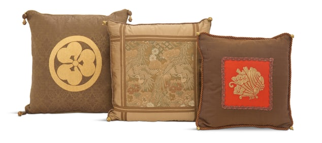 Collection of Three Japanese Silk Pillows