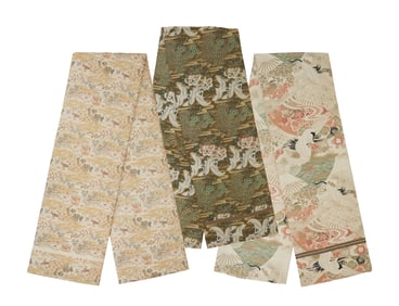Collection of Three Japanese Silk Obi Scarves