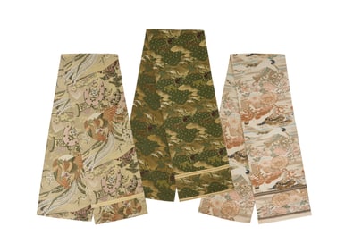 Collection of Three Japanese Silk Obi Scarves