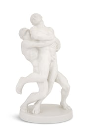 Herend Blanc-de-Chine Nude Wrestlers