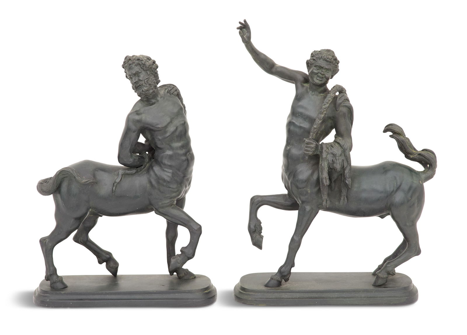 Pair of Grand Tour Furietti Centaur Bronzes: Pair of Italian Grand Tour Bronzes of the Furietti Centaurs20th century, after the 1st or 2nd century CE Greek marble sculptures (likely themselves copies of 2nd century BCE Hellenistic works) excavat
