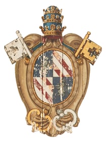 Italian Painted Panel of the Arms of Pope Pius IX