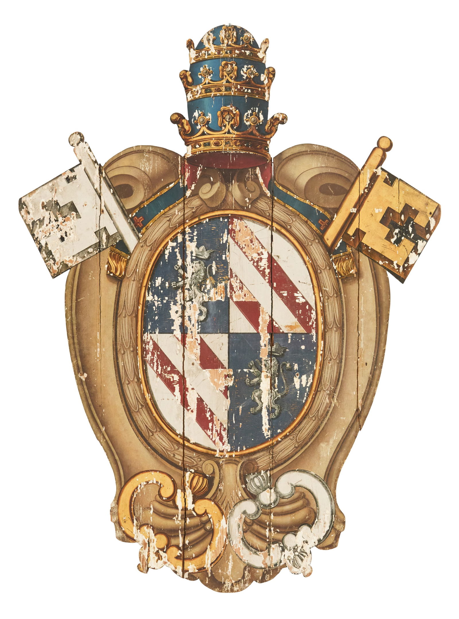 Italian Painted Panel of the Arms of Pope Pius IX (1 of 2)