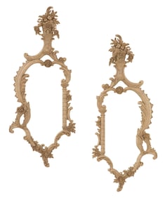 Carved Mahogany Gray-Pickled Mirrors