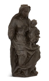 Carved Wooden Figure of Mary and the Christ Child
