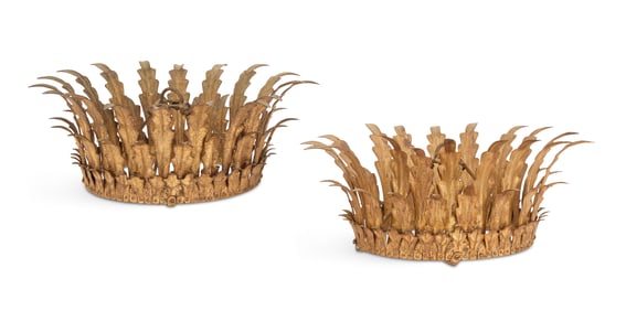 Pair of Italian Gilt-Metal Coronas