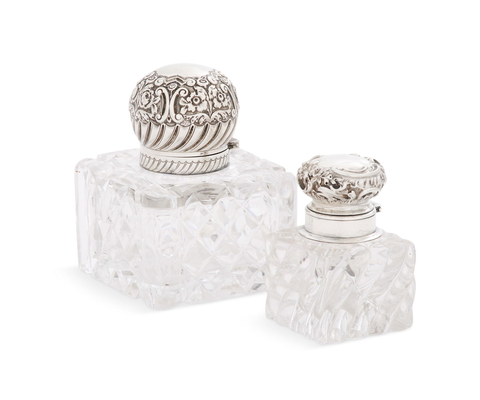 Two Sterling Silver-Capped Glass Inkwells (1 of 8)