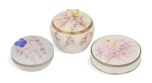 Three German Enameled Silver Dresser Boxes