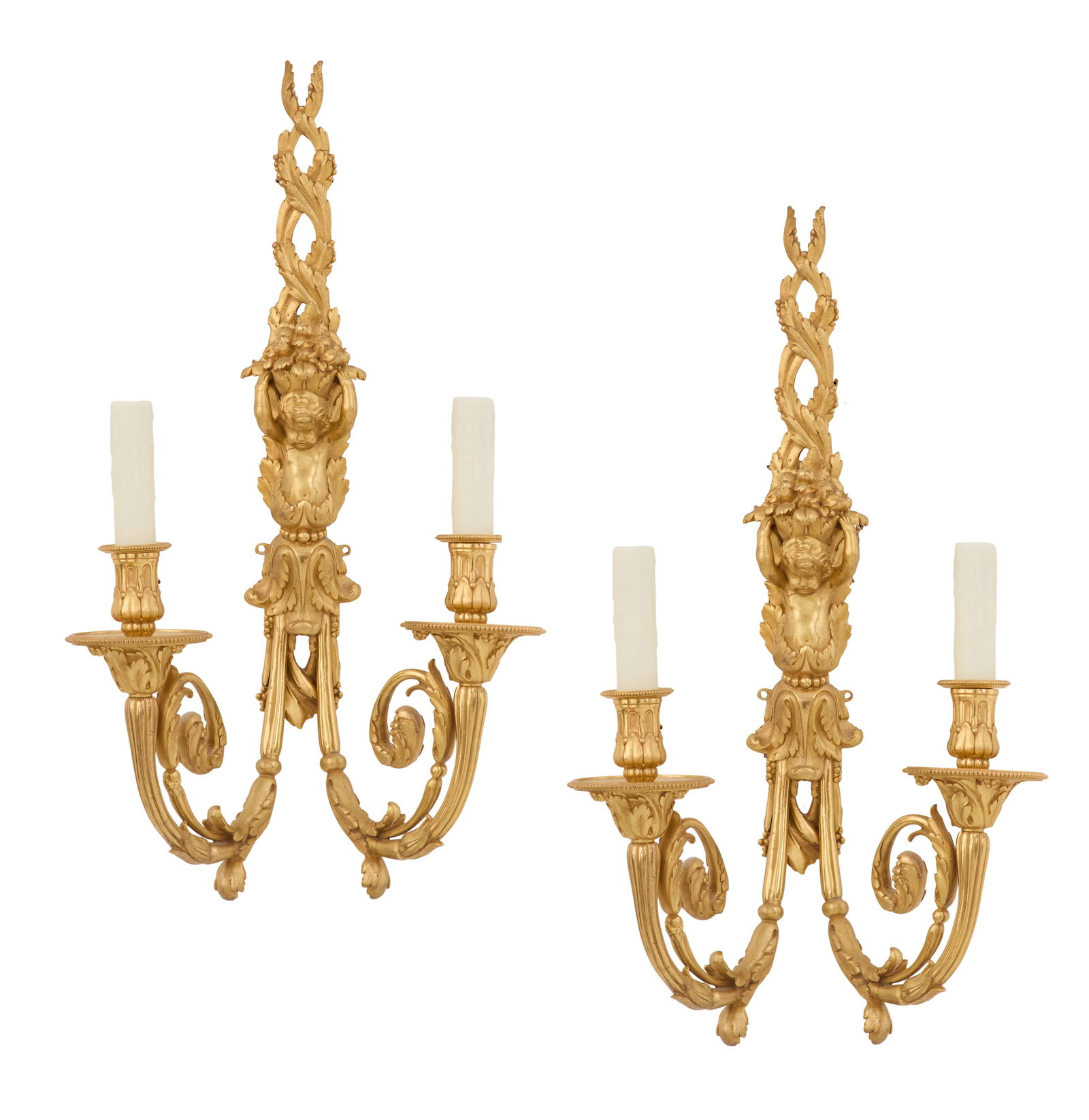 Pair of French Gilt-Bronze Sconces (1 of 3)