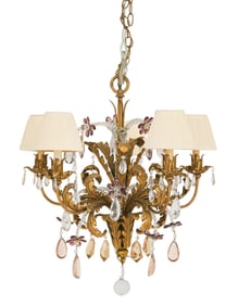 Italian Gilt-Metal and Crystal Chandelier