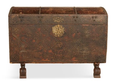 Louis XIV Brass and Leather Coffer