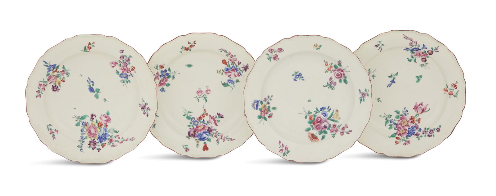 Set of Four Porcelain Plates in the Mennecy Taste (1 of 1)