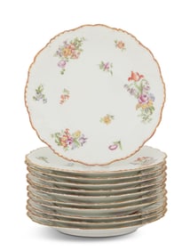 Set of Eleven Limoges Porcelain Dessert Plates
