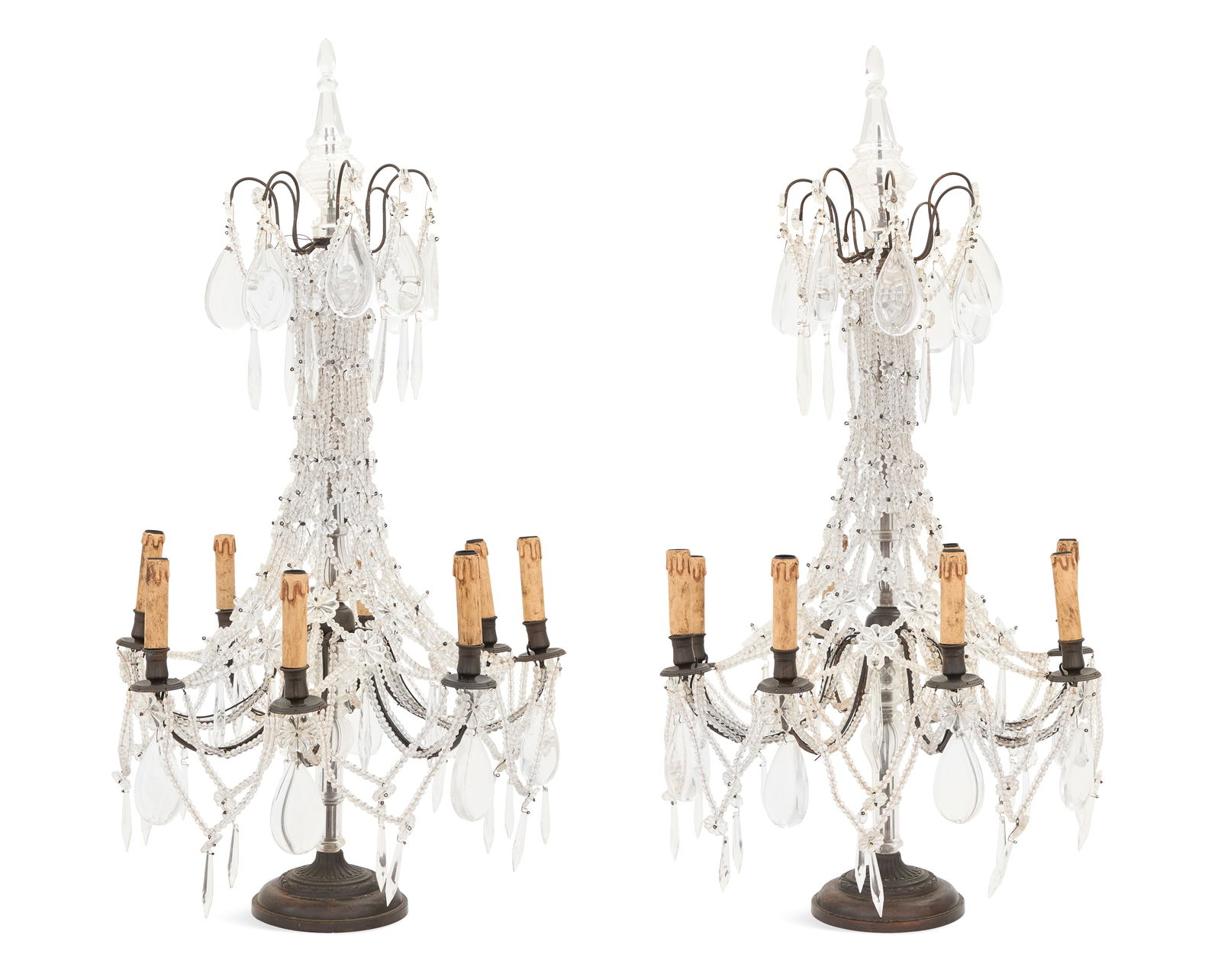 Pair of Large Bronze and Crystal Candelabra (1 of 2)