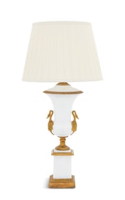 French Bronze-Mounted Opaline Table Lamp