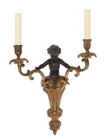 Gilt- and Patinated Metal Sconce