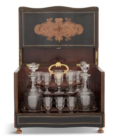 Napoleon III Inlaid Wood and Glass Cave a Liqueur