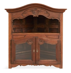 Carved Chestnut Corner Cupboard