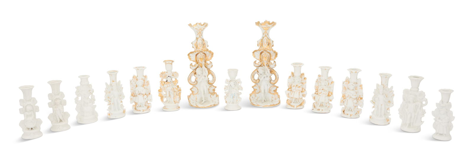 Fifteen Franco-Bohemian Porcelain Candlesticks (1 of 4)