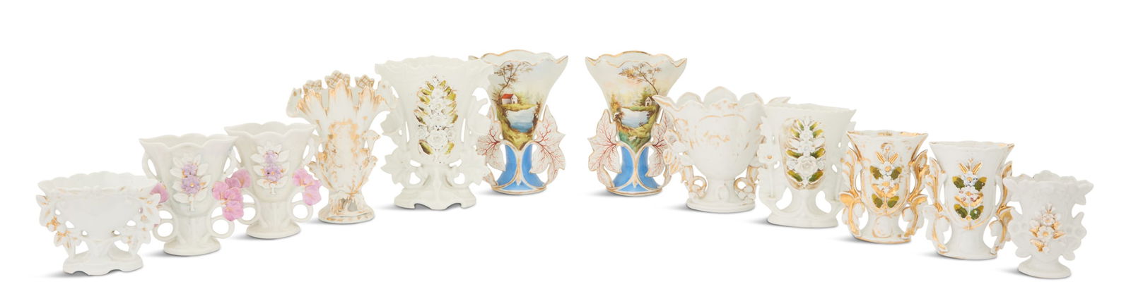 Twelve Franco-Bohemian Porcelain Fan Vases (1 of 6)