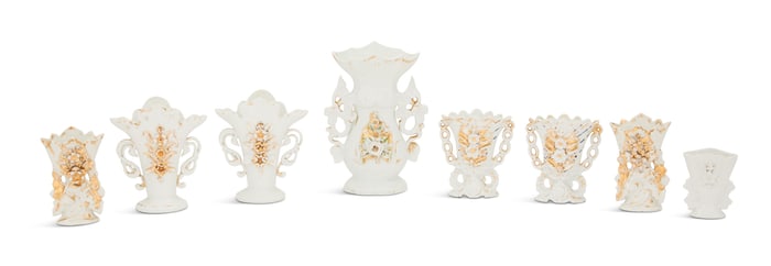 Collection of Eight Franco-Bohemian Fan Vases