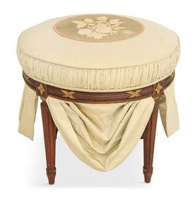 Louis XVI-Style Parcel-Gilt Fruitwood Footstool