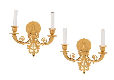 Pair of Maison Delisle Gilt-Bronze Sconces