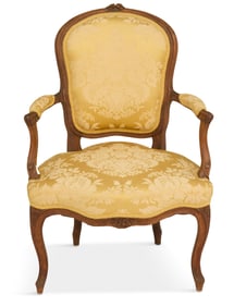 Louis XV-Style Fruitwood Fauteuil