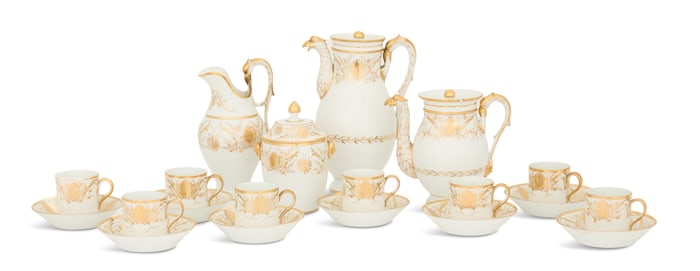 Rare Anglo-French Porcelain Coffee and Tea Set