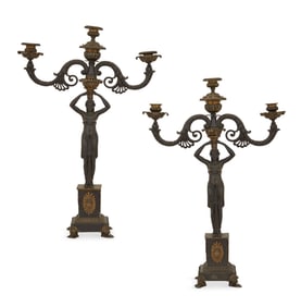Monumental Regency Dore et Patine Candelabra