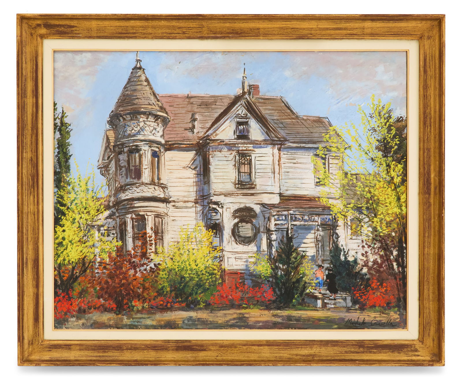 Michele Cascella (Italian, 1892-1989): Michele Cascella(Italian, 1892-1989)"Palo Alto, California", 1970oil on canvassigned lower right, and signed, dated and inscribed en verso. Together with copy of Archivio Michele Cascella, #T3113103.F