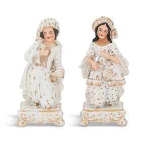 Pair of Paris Porcelain Figural Scent Bottles