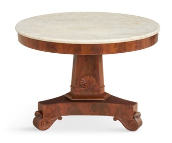 American Mahogany and Marble-Top Center Table