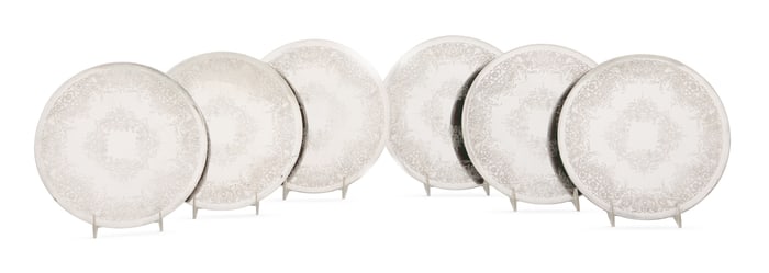 Set of Six Silverplate-Clad Trivets