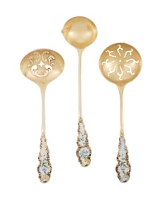 Blackinton Enameled Silver Gilt Dessert Ladles