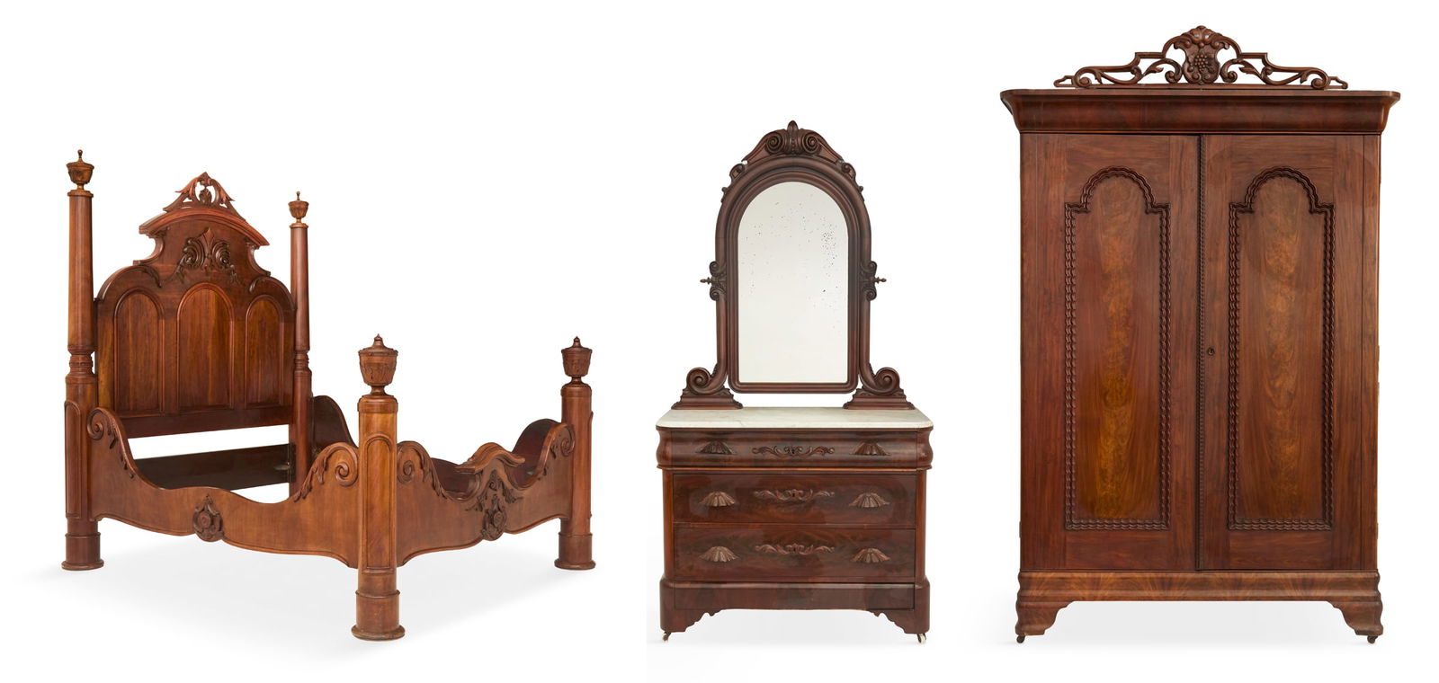 Three-Piece American Rococo Revival Bed Set (1 of 11)