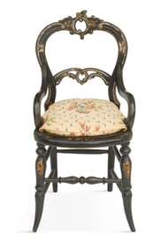 Victorian Ebonized and Nacre-Inlaid Child's Chair