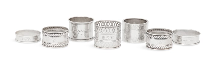 Seven American Sterling Silver Napkin Rings