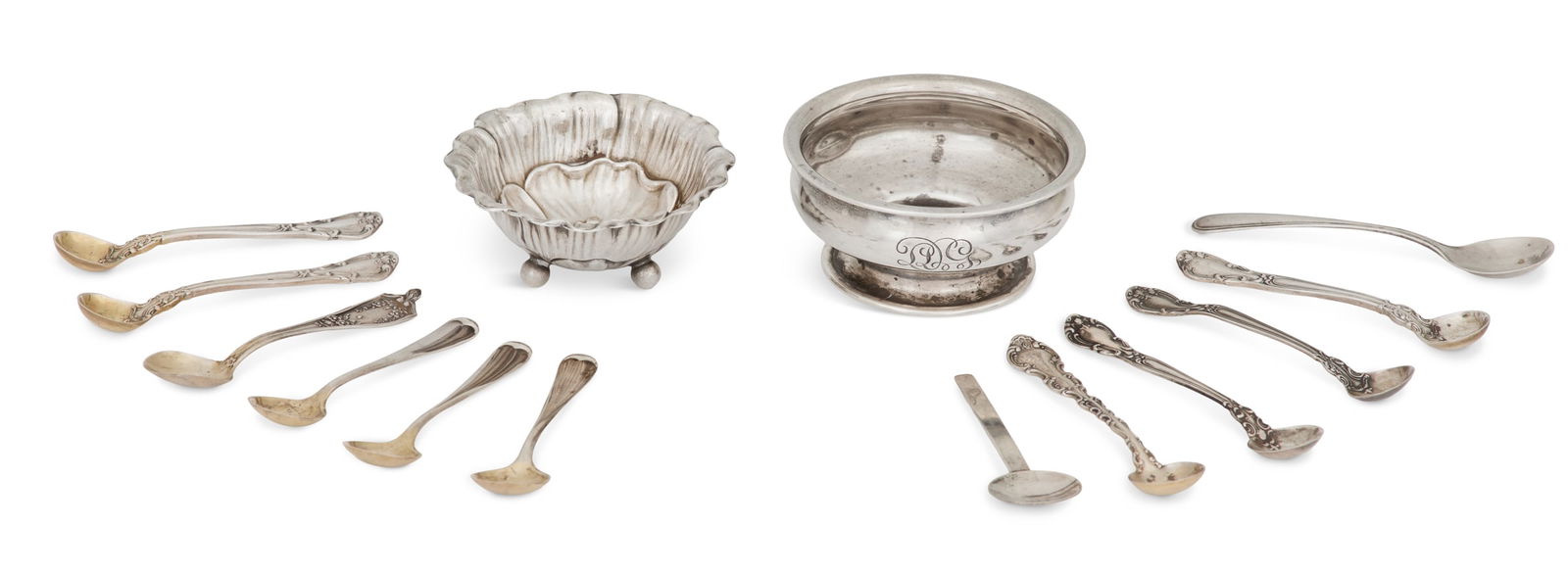 American Sterling Silver Salt Cellars and Spoons (1 of 14)