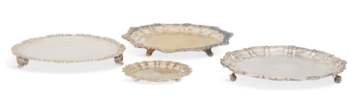 Four Silverplate Waiters