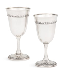 Pair of Watson "Meadow Rose" Silver Goblets