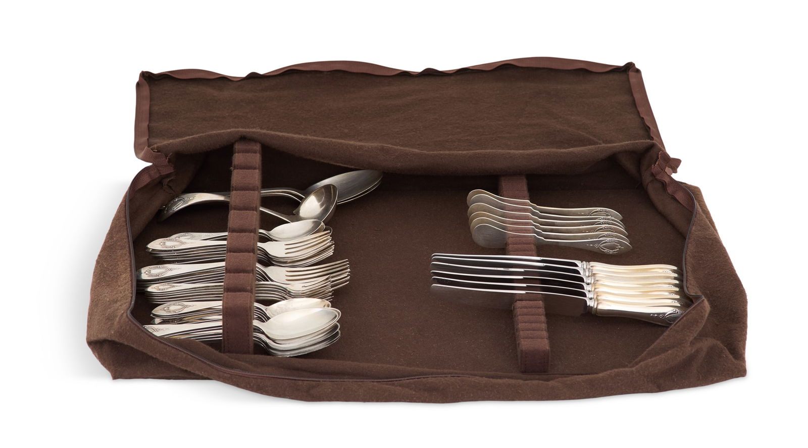 Lunt "Mount Vernon" Sterling Silver Flatware Set: Lunt "Mount Vernon" Sterling Silver Flatware Setthe pattern designed in 1905 by George Colby Lunt (1862-1952), Greenfield, Massachusetts, including six seven-piece place settings, with one additional