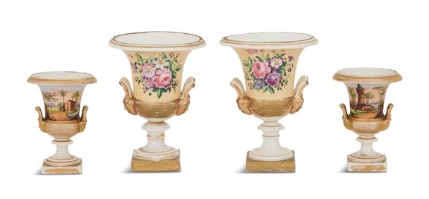Two Pairs of Paris Porcelain Urns