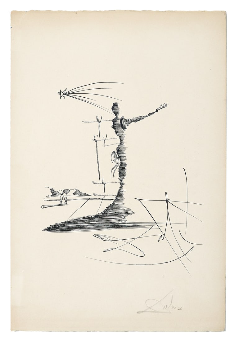 Salvador Dali (Spanish, 1904-1989): Salvador Dali (Spanish, 1904-1989) "La Femme dans le Cosmos" lithograph pencil-signed lower right, unnumbered edition. Unframed. sheet 22-1/4" x 15-1/8"