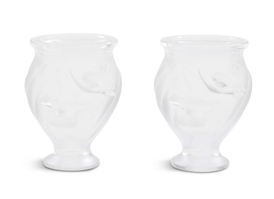 Pair of Lalique "Rosine" Crystal Vases
