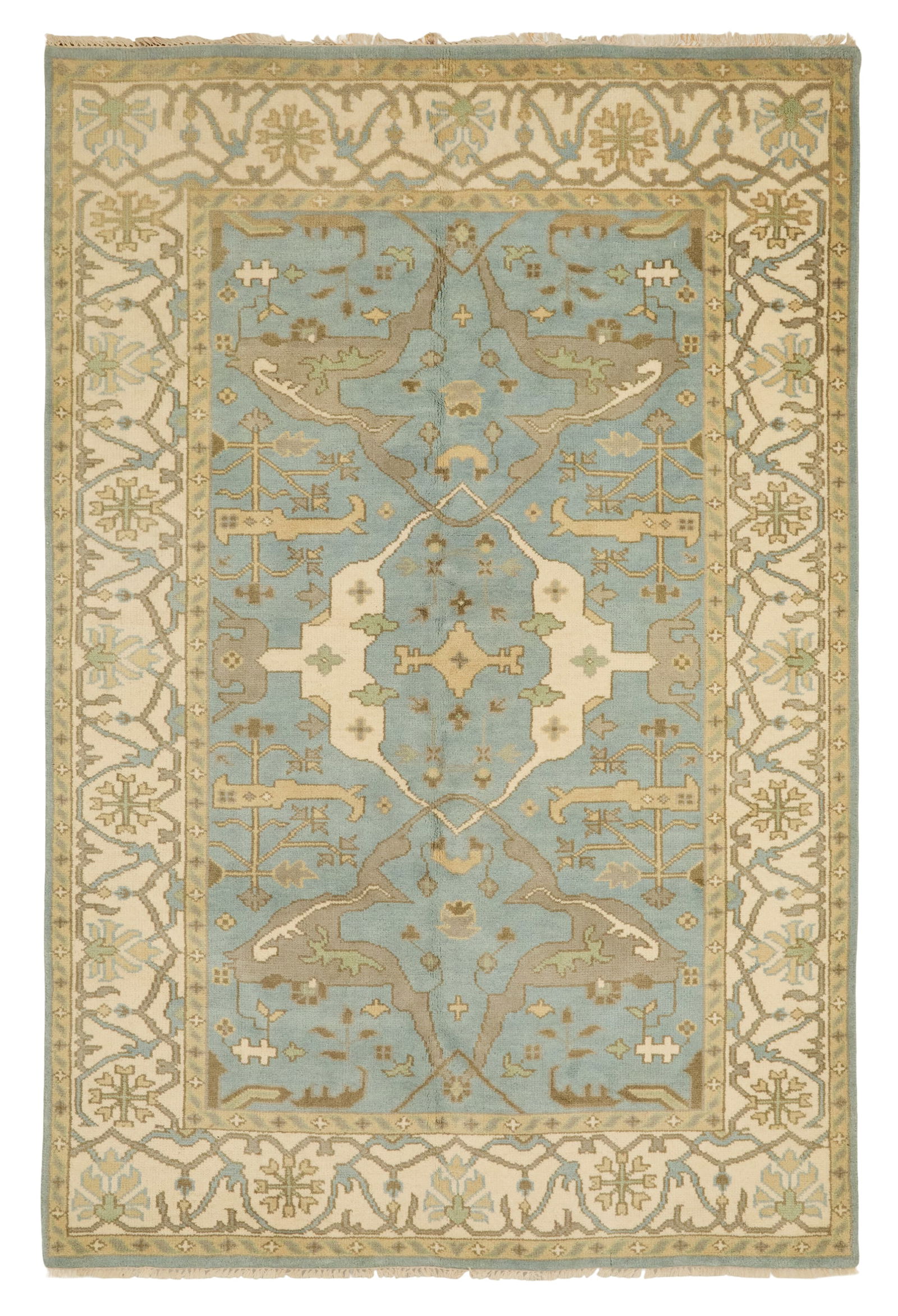 Turkish Angora Oushak Carpet: Turkish Angora Oushak Carpet 6' x 9'