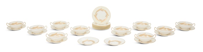 Collection of Minton Cream Soup Bowls and Plates