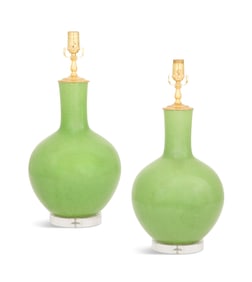 Pair of Chinese Export Porcelain Lamps