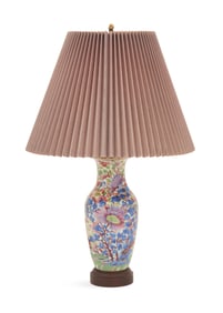 Chinese Polychrome Vase Lamp