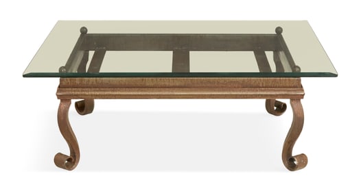Oxidized Cast-Iron and Plate-Glass Coffee Table